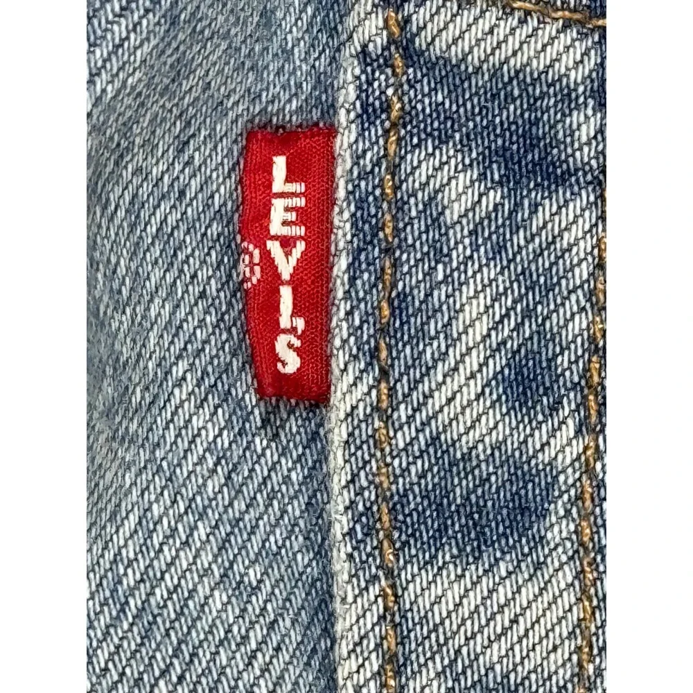 Levis 501 93 Straight Leg Jeans Light Wash Custom Doodle Graphics Mens 32x32